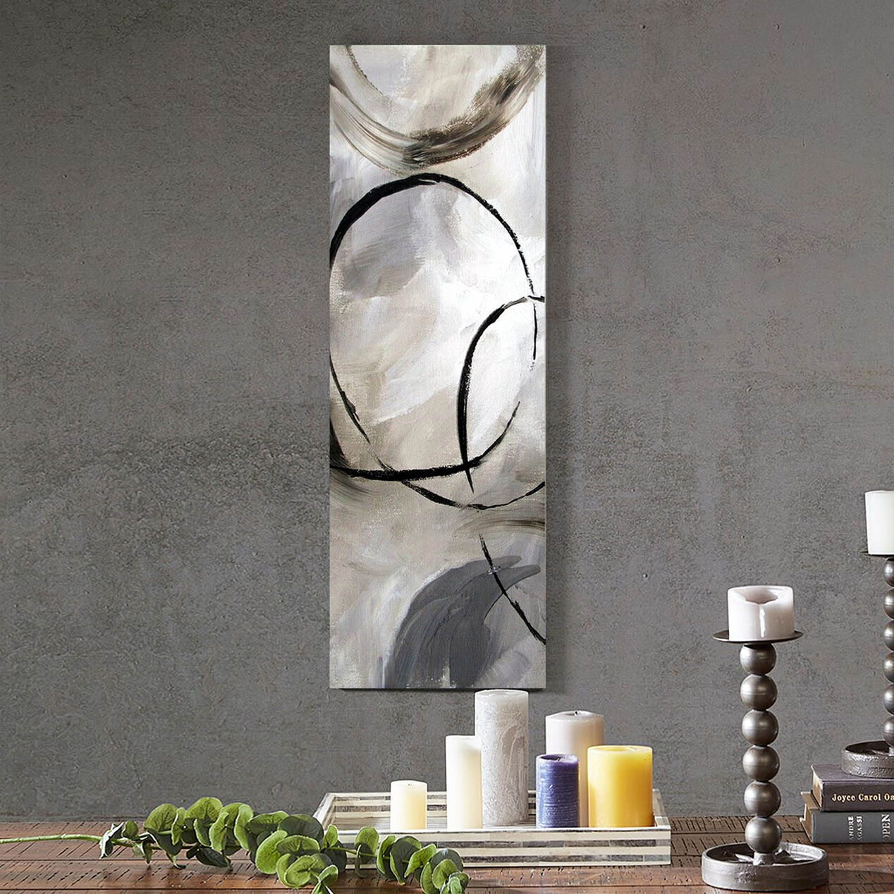 Grey Swirl Canvas Wall Art, 12" x 36" At Home