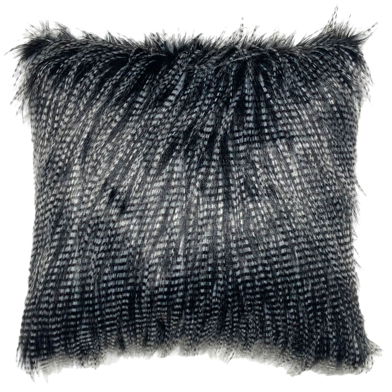 Faux Fur Throw Pillow, 18" x 18", Grey At Home