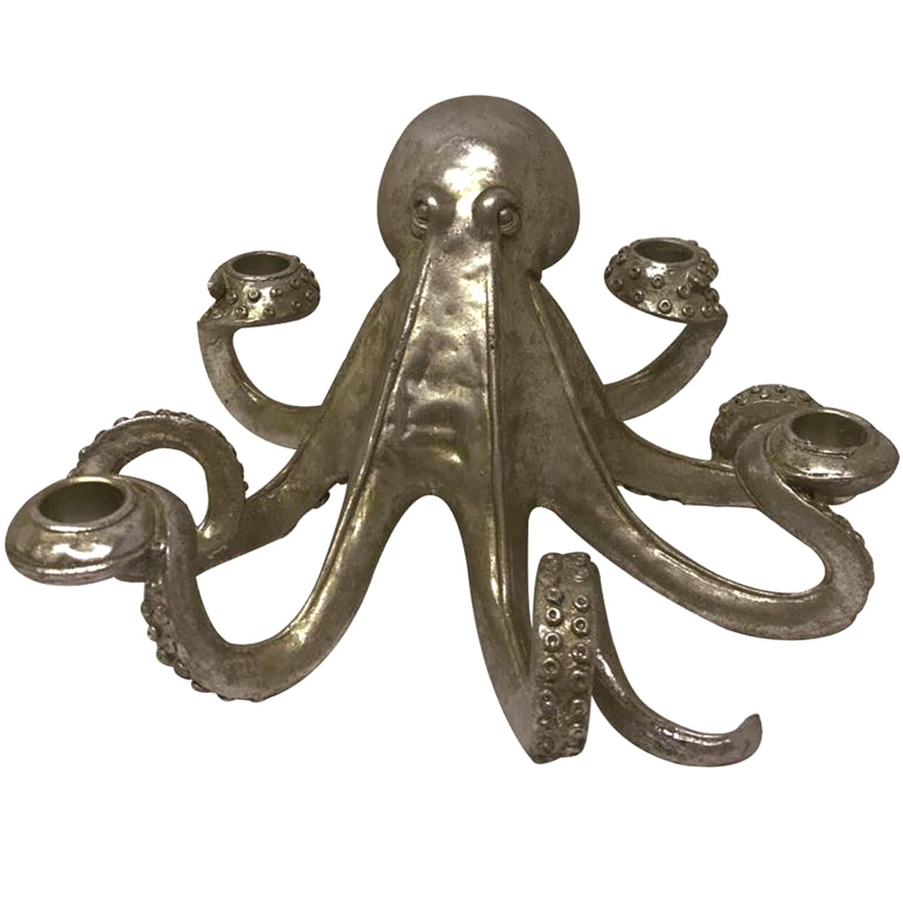 Silver Resin Octopus Candle Holder, 11" At Home