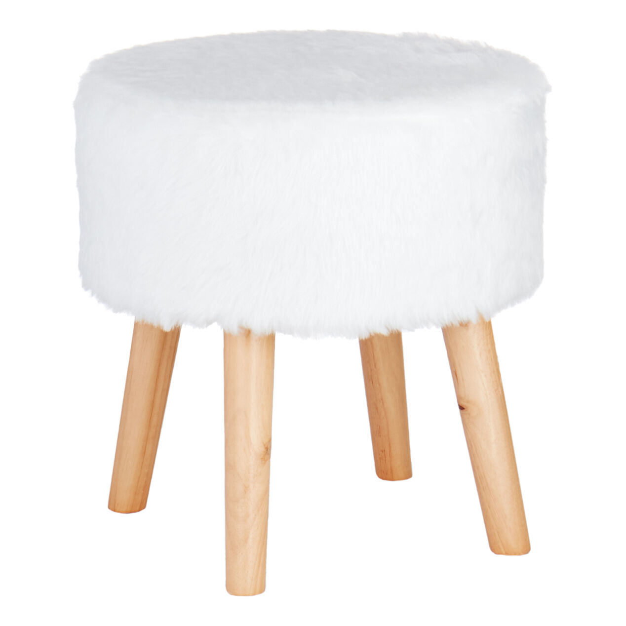 Emmy Faux Fur White Stool At Home