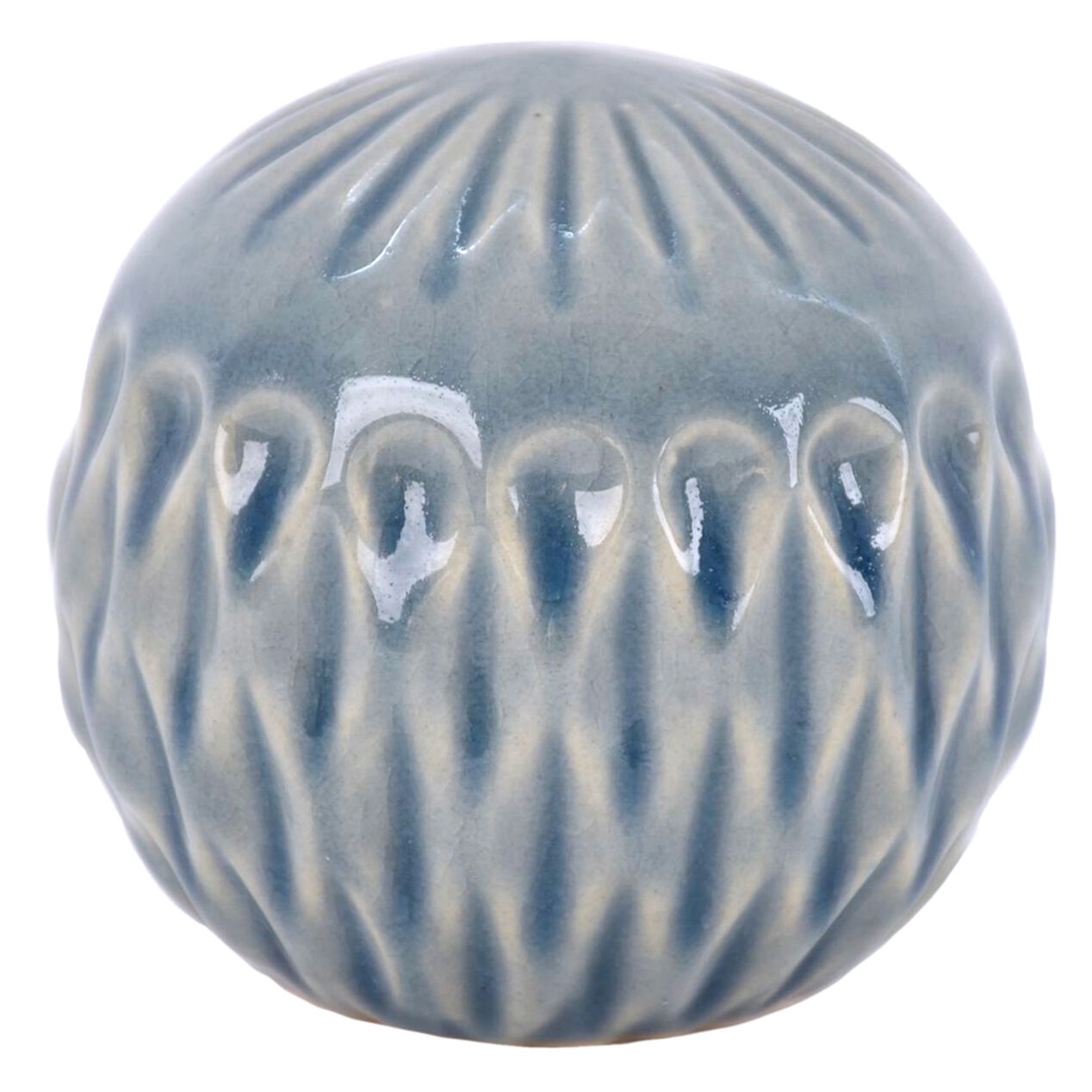 Blue/White Diamond Ceramic Orb, 4" At Home