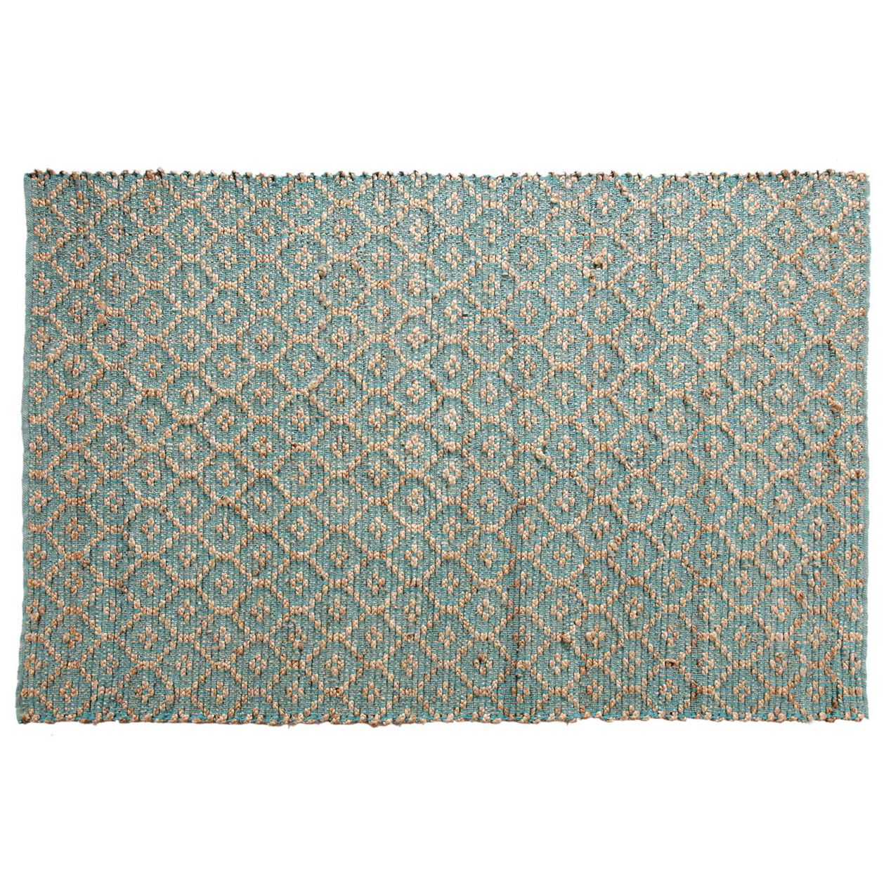 B308 Teal Quatrefoil Jute Rug At Home At Home