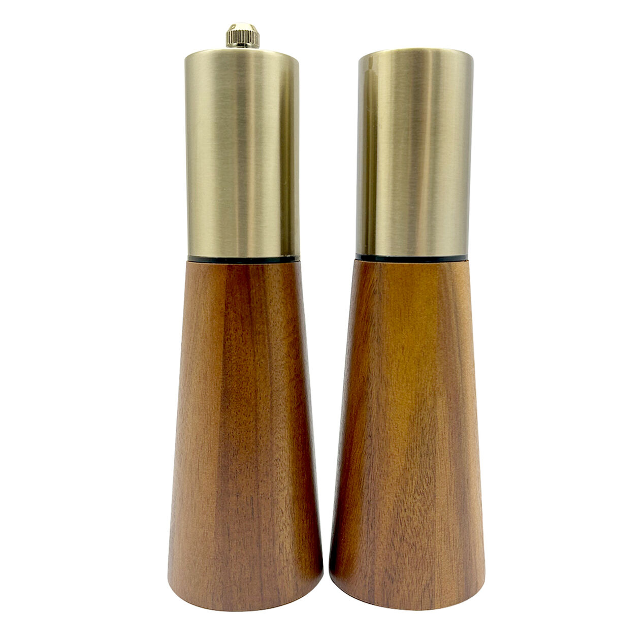 Global Wood/Gold Metal Salt Shaker & Pepper Mill Set At Home
