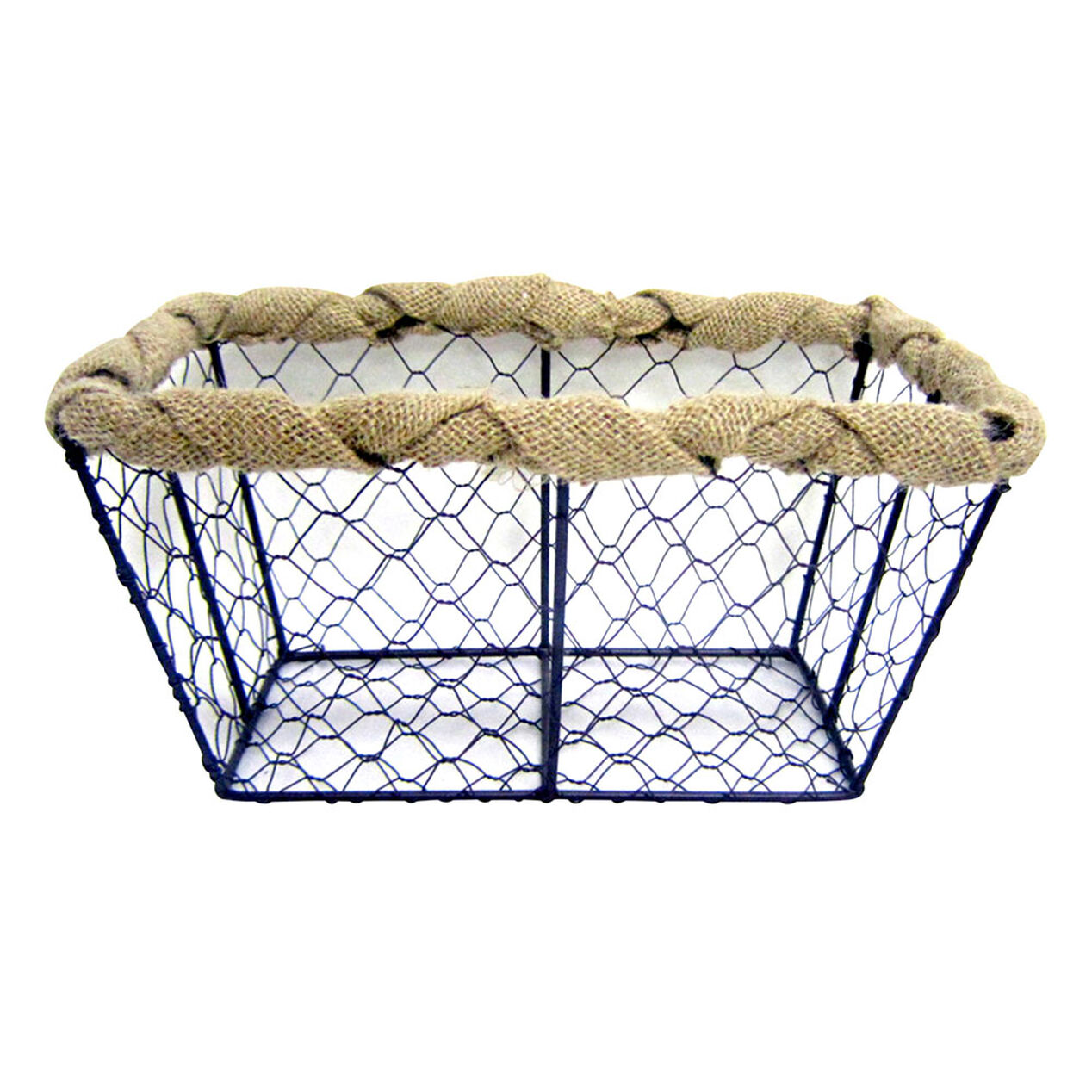 Small Chicken Wire Basket with Burlap Wrap At Home