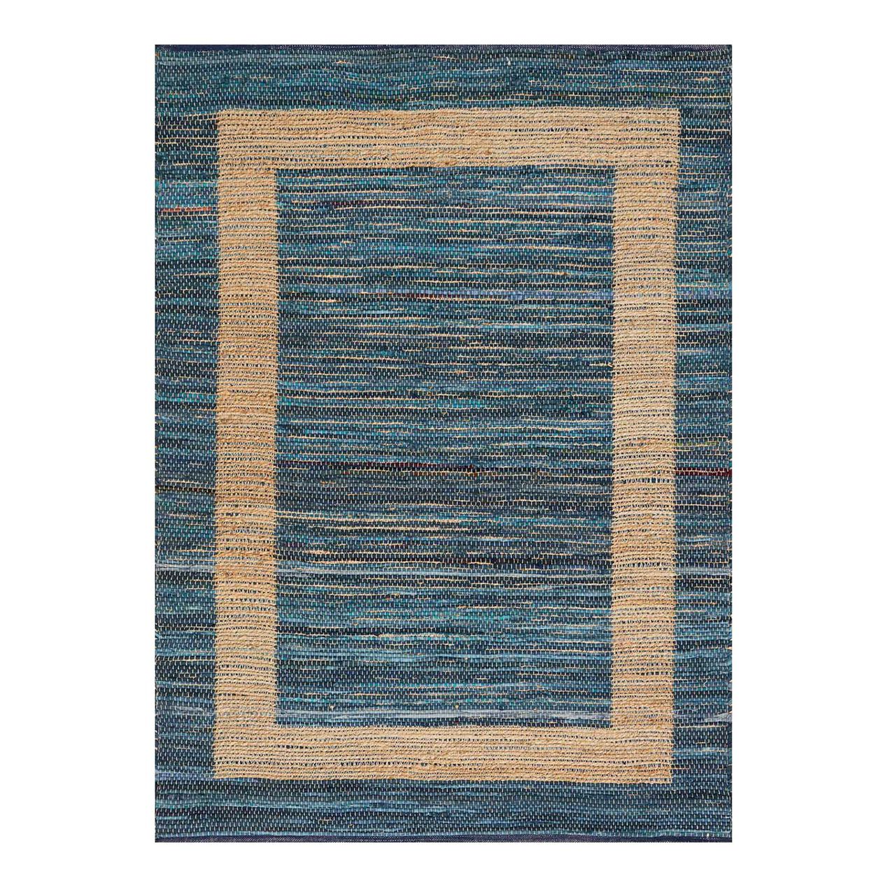 B313 Blue Jute/Cotton Rug, 5' x 7' At Home