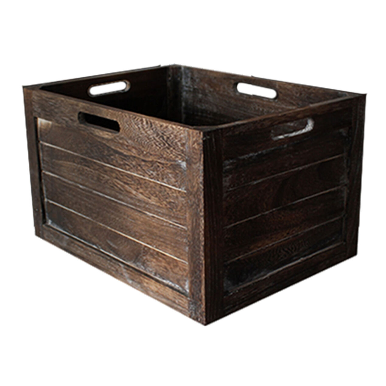 Brown Wood Rectangular Basket Large At Home