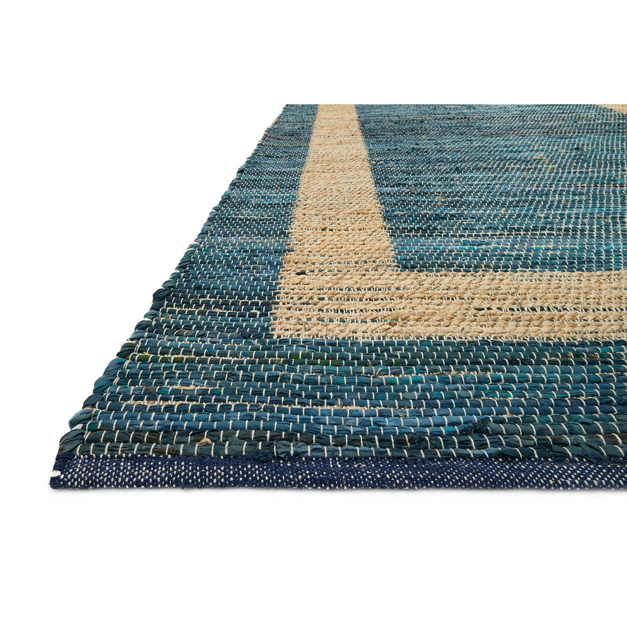 B313 Blue Jute and Cotton Rug 8x10 ft At Home