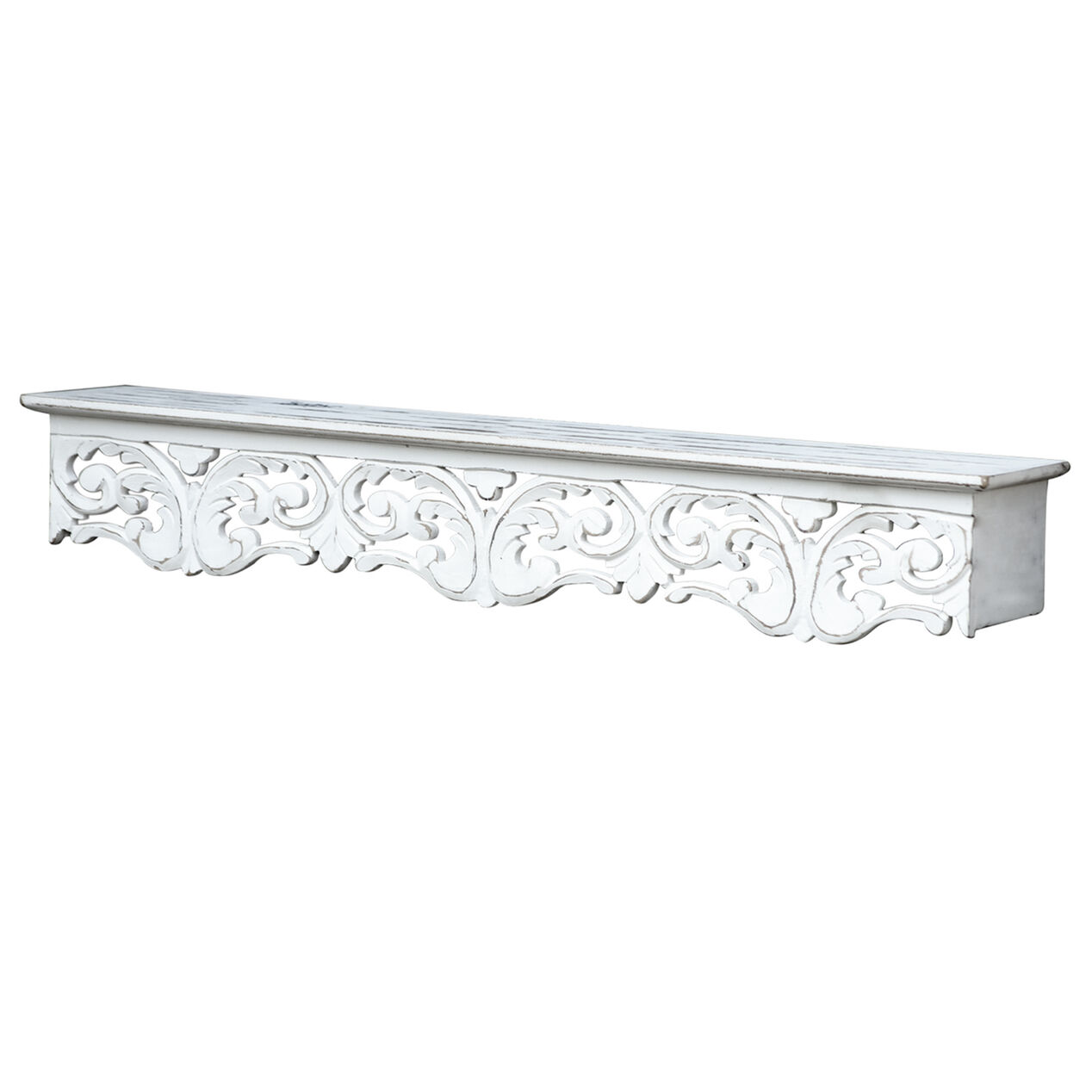 WHITE CARVED WOOD SHELF At Home