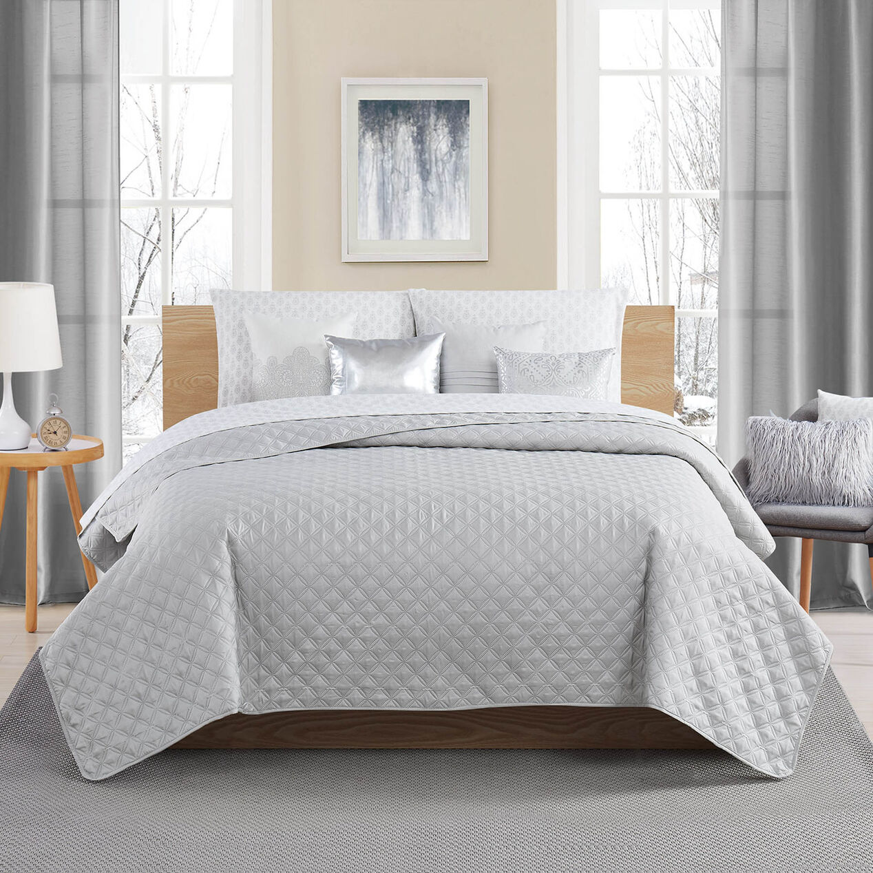 Light Grey Geo Quilt, Full/Queen At Home