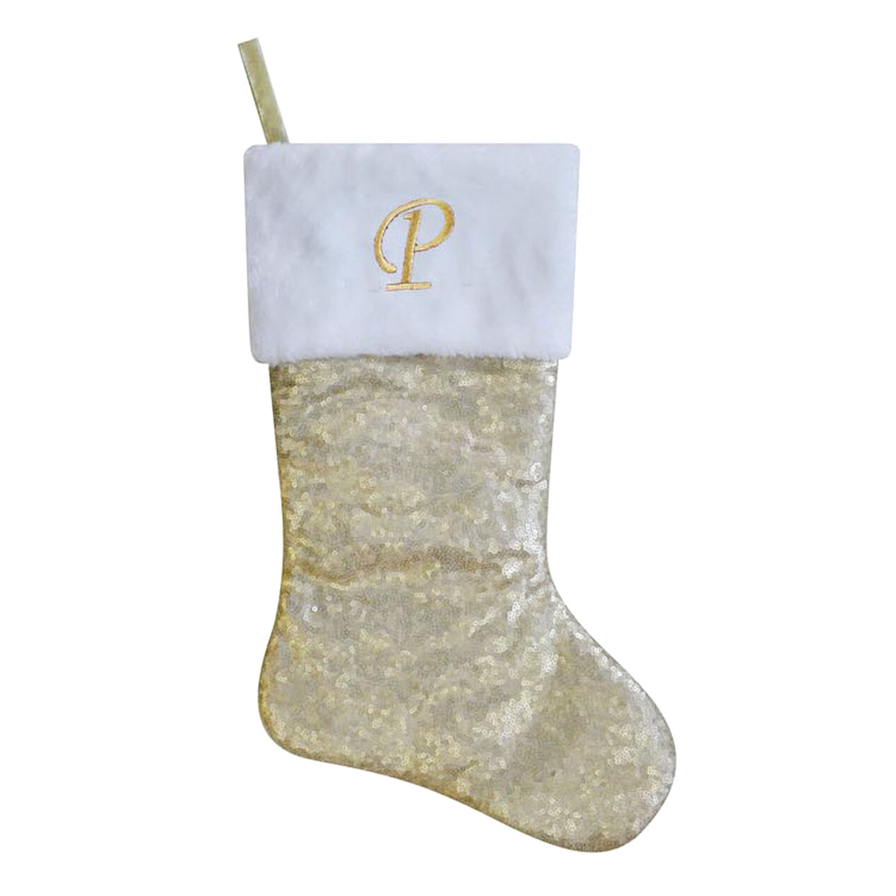 Gold Sequin Monogram Christmas Stocking P At Home