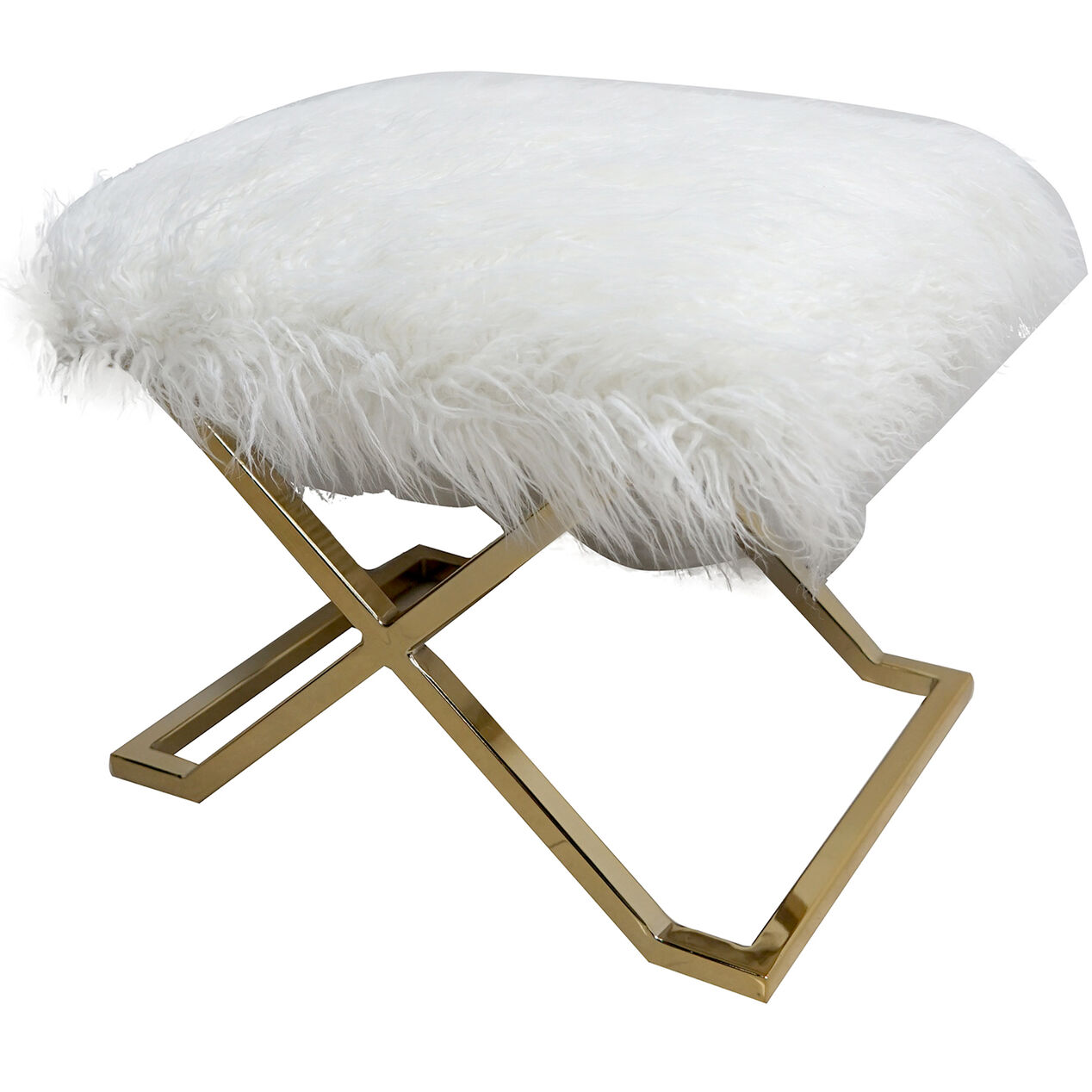 White Haute Faux Fur Bench At Home