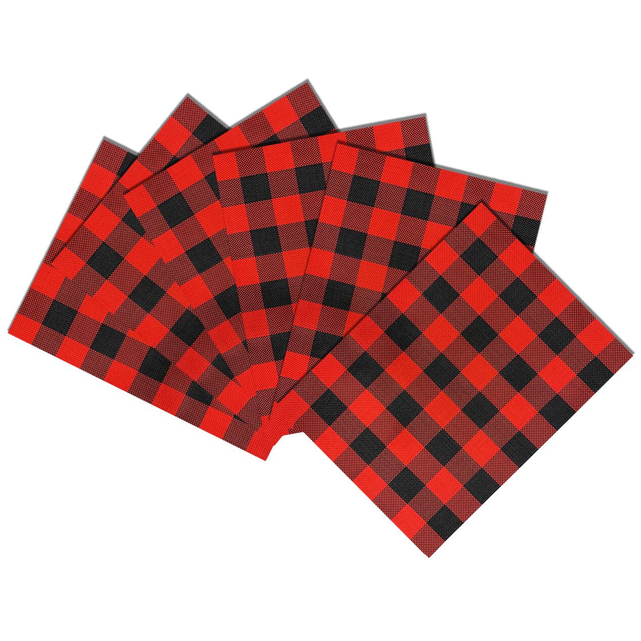 Set of 6 Freeport Buffalo Check Plaid Placemats, Red/Black At Home