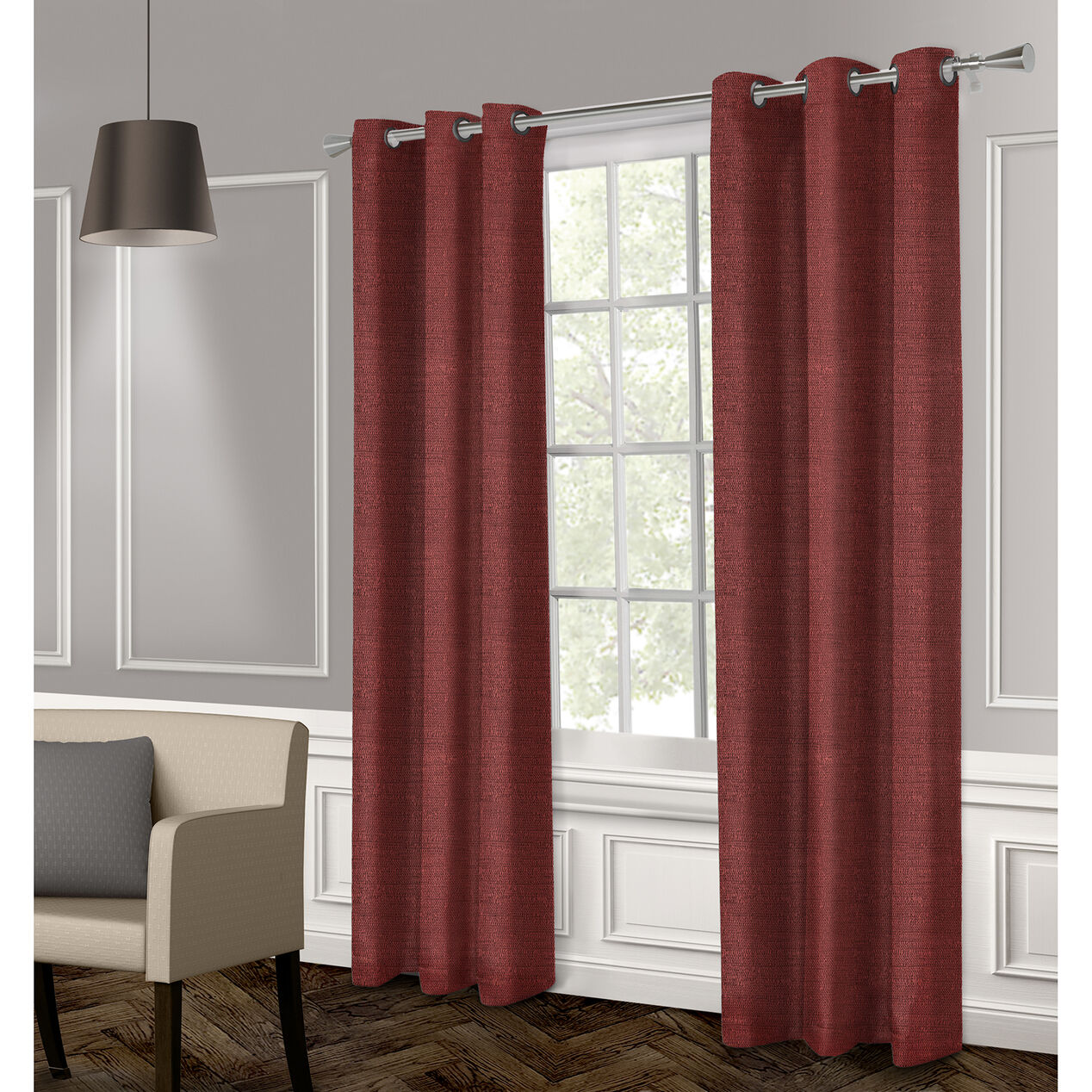 Raw Silk Textured Grommet Curtain Panel Chili 84in At Home At Home