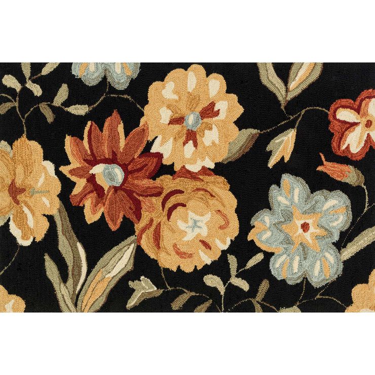 Layla Black Floral Accent Rug 2.3 X 3.9 ft At Home