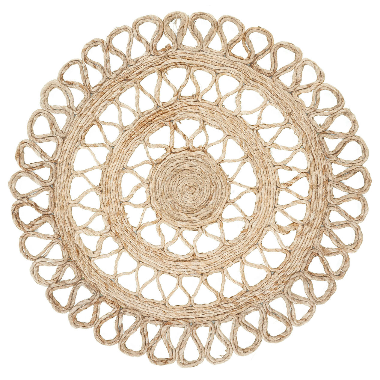 Natural Jute Flower Round Rug, 3'2" At Home