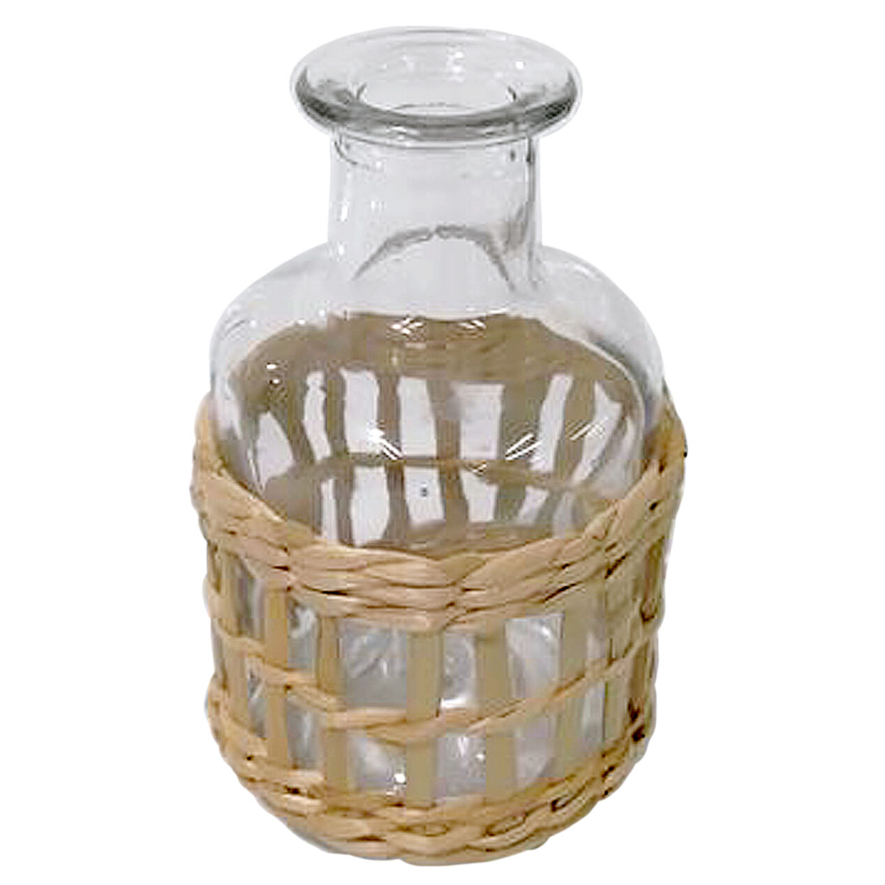 RattanWrapped Glass Bottle, 4.7" At Home