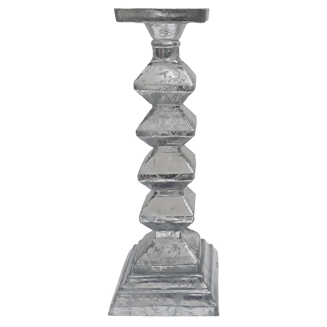 Silver Leaf Pillar Candle Holder, 14" At Home