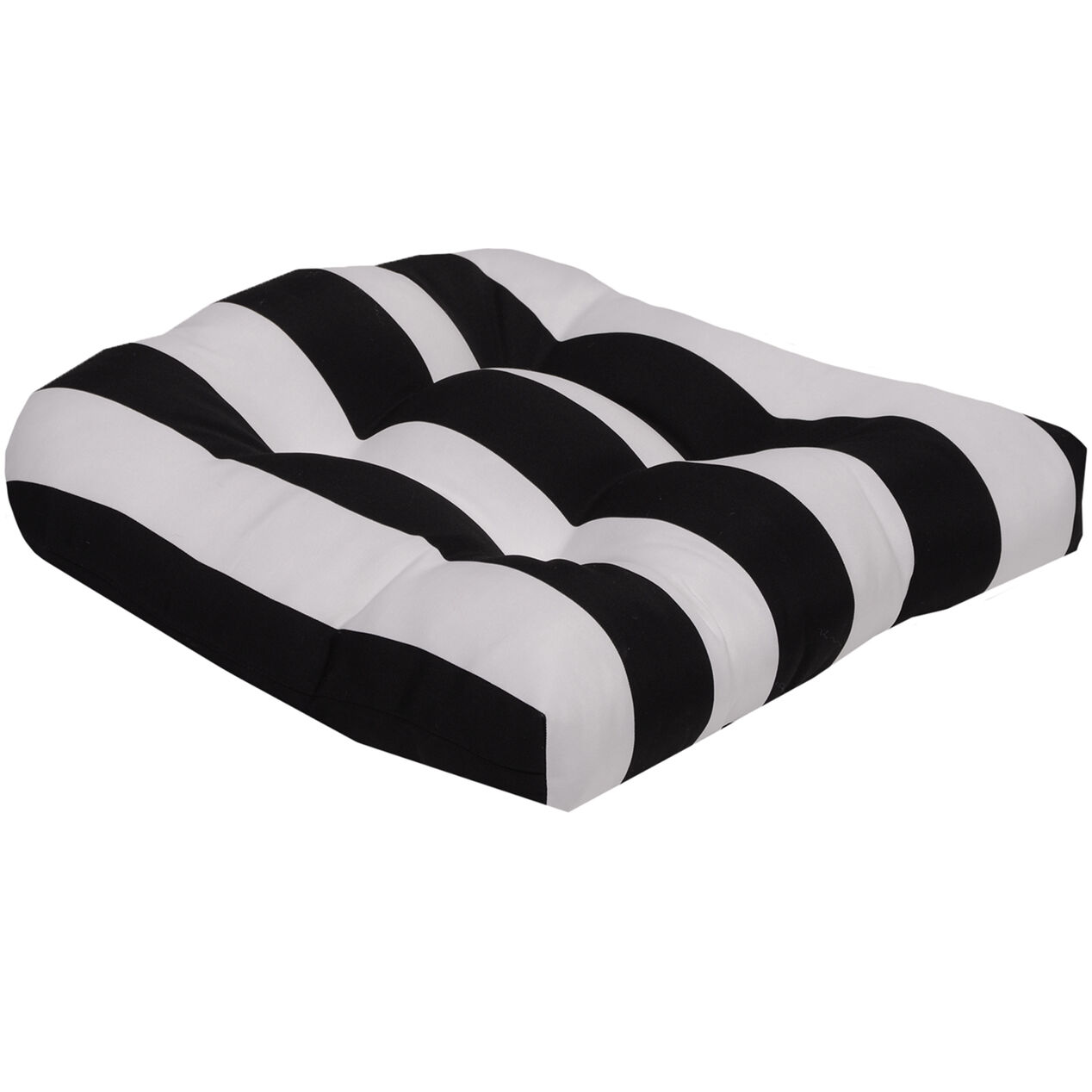 Awning Stripe Wicker Seat Cushion, Onyx Black At Home