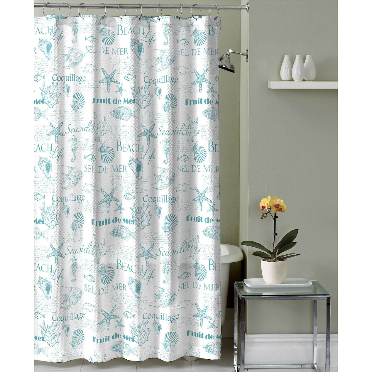 Seaside 13Piece Shower Curtain Set At Home