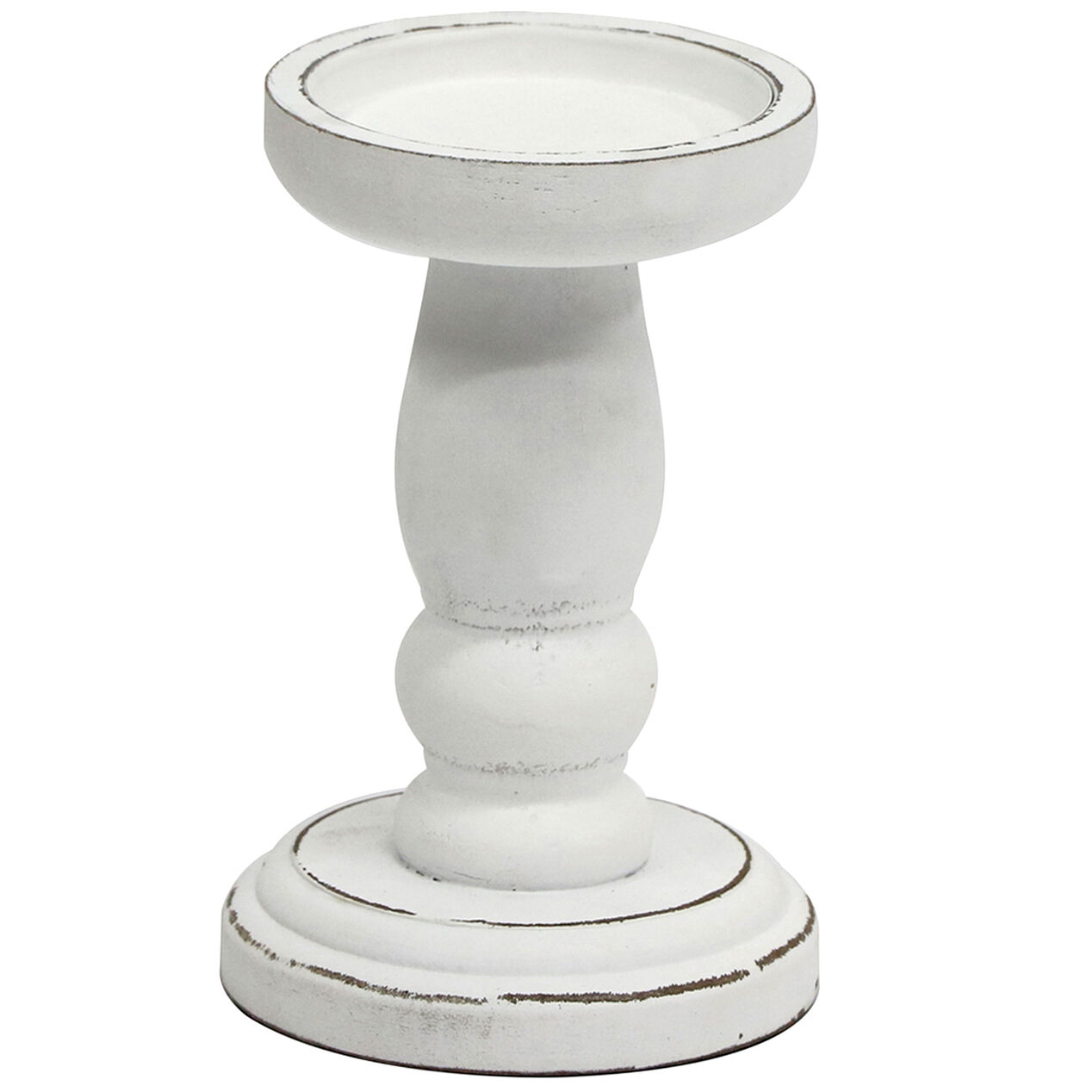 Distressed White Wooden Candle Holder, 7" At Home
