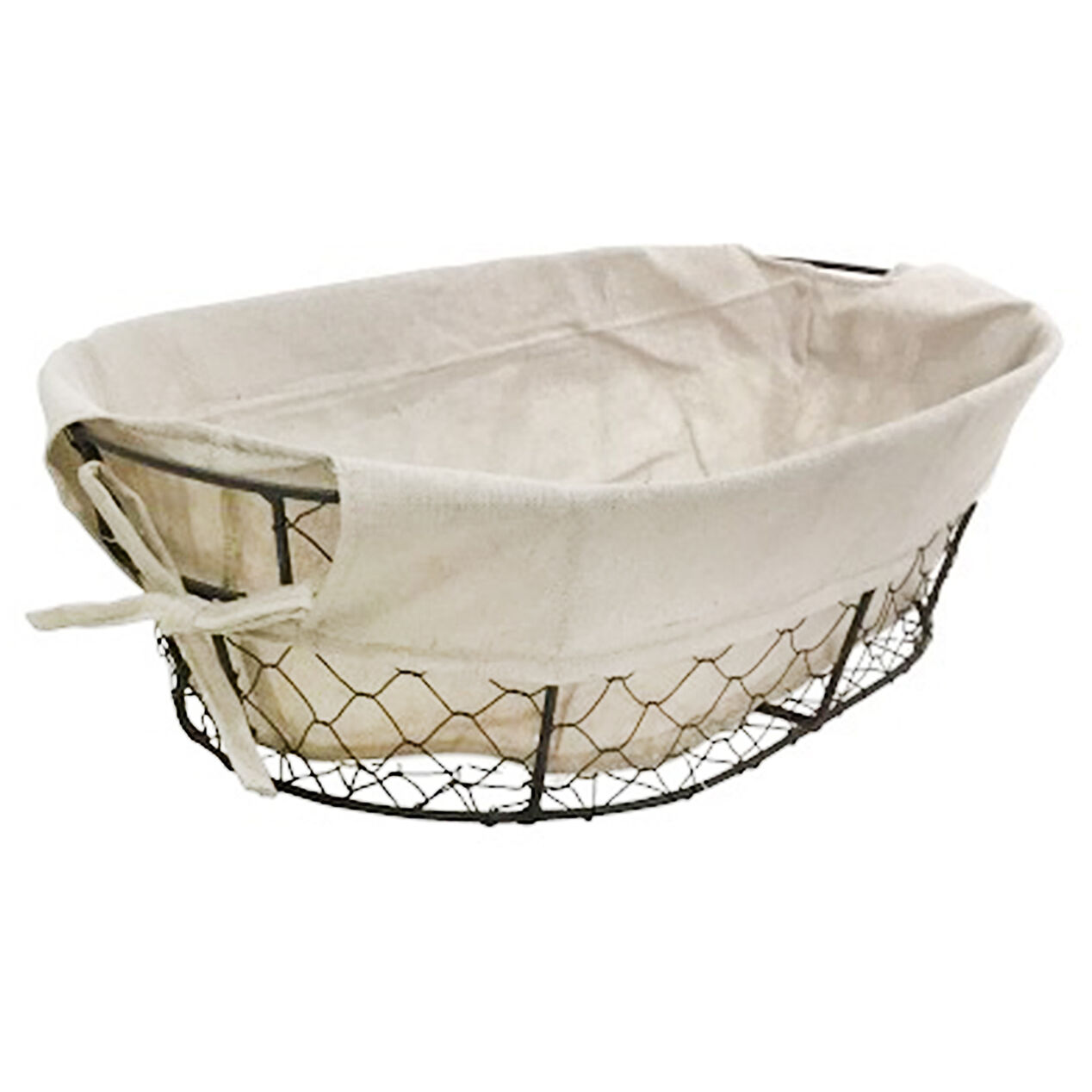 Oval Metal Basket with Burlap Liner Large At Home