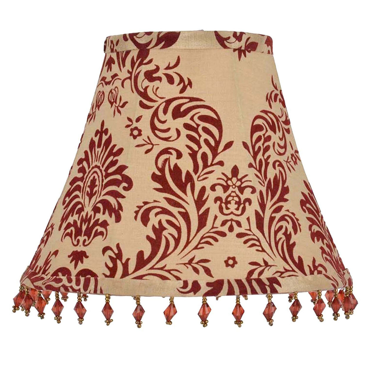 Brown Lamp Shade with Red Paisley & Bead Detail At Home