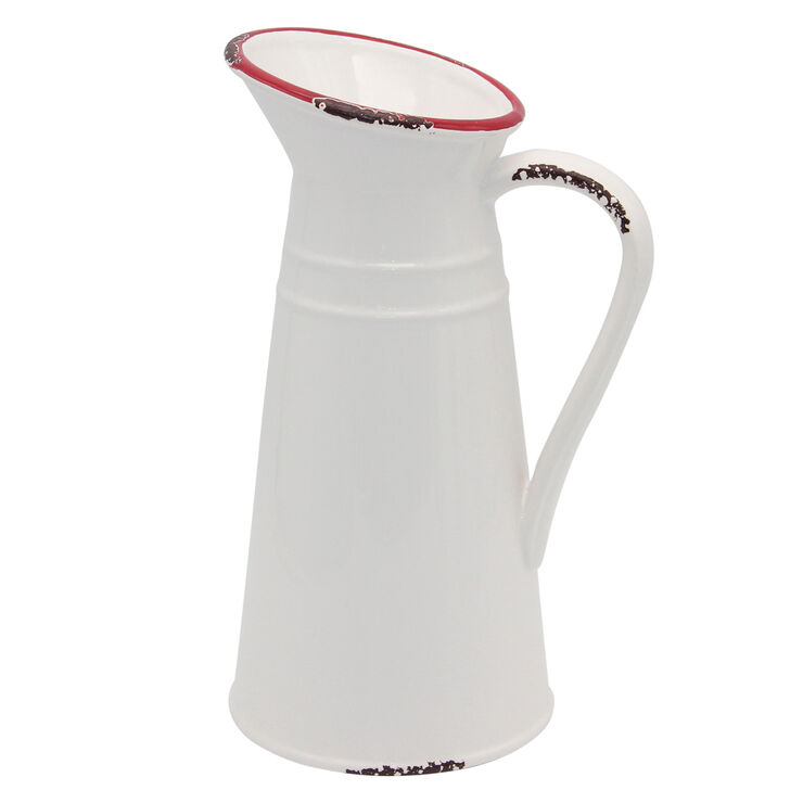 VINTAGE WHITE PITCHER VASE 11 At Home