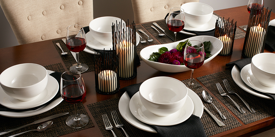 Elegant black and white dining set
