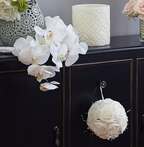 Floral Pom Hanging from Dresser