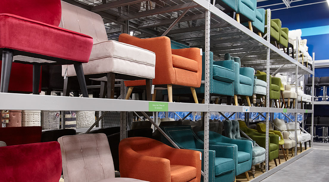 At Home store aisle with assorted chairs